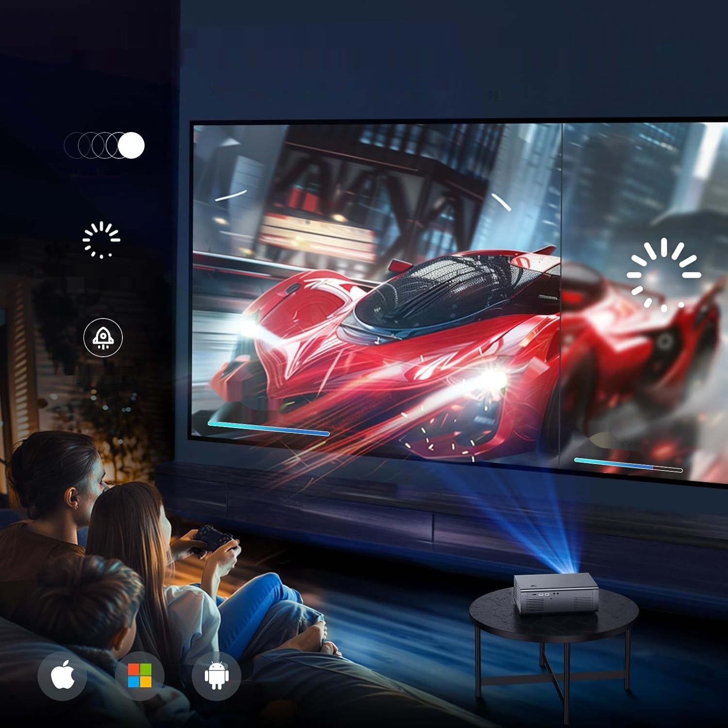 iSinbox 4K Wsparcie Projektor Zewnętrzny z WiFi 6 i Bluetooth