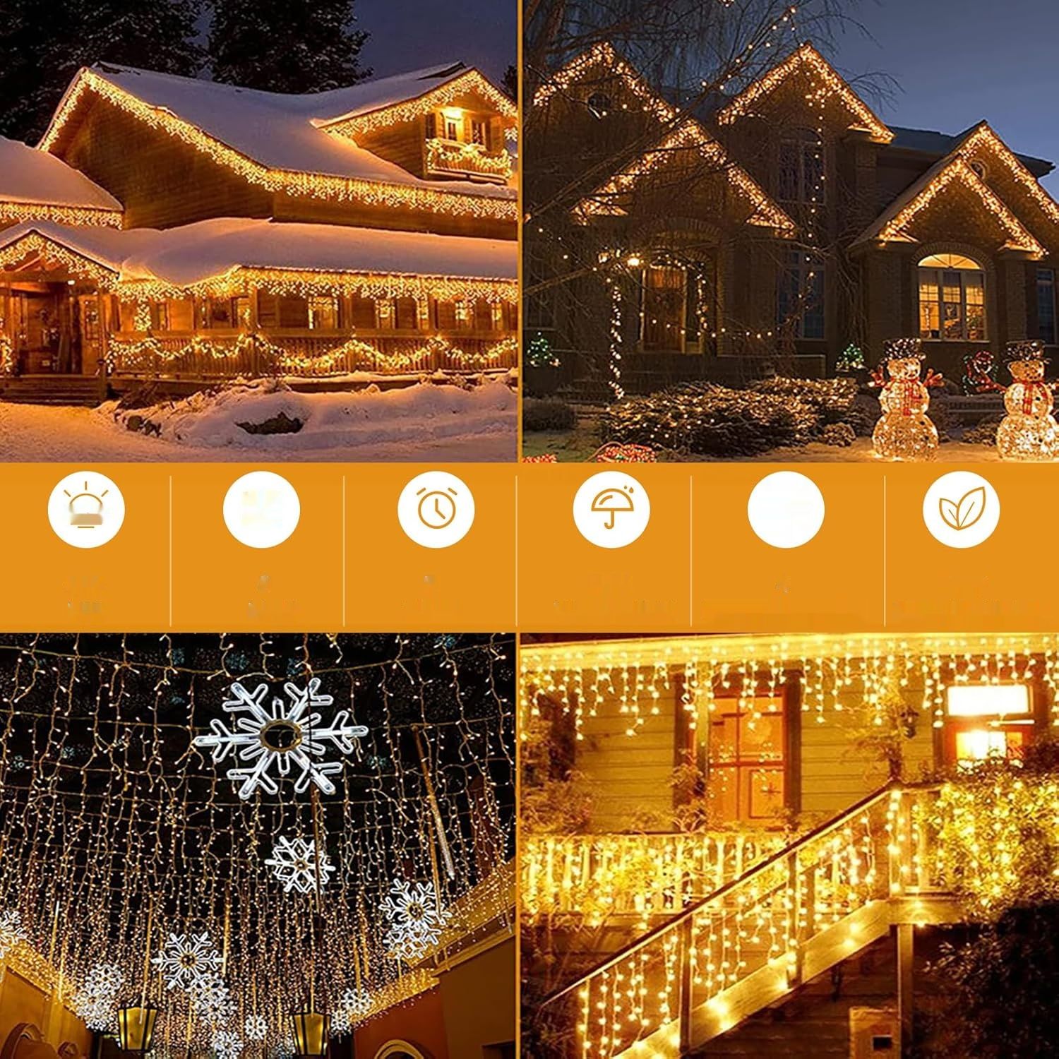 Świetlna Dekoracja LED na Święta 20 m 880 LED Icicle z Timerem