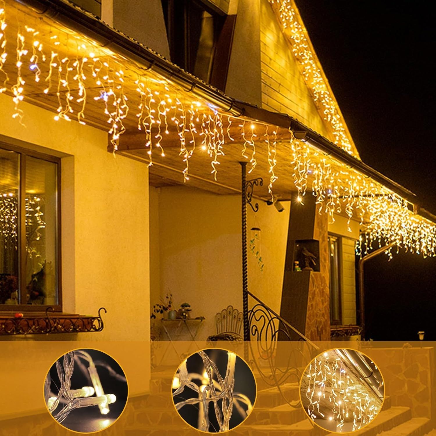 Świetlna Dekoracja LED na Święta 20 m 880 LED Icicle z Timerem