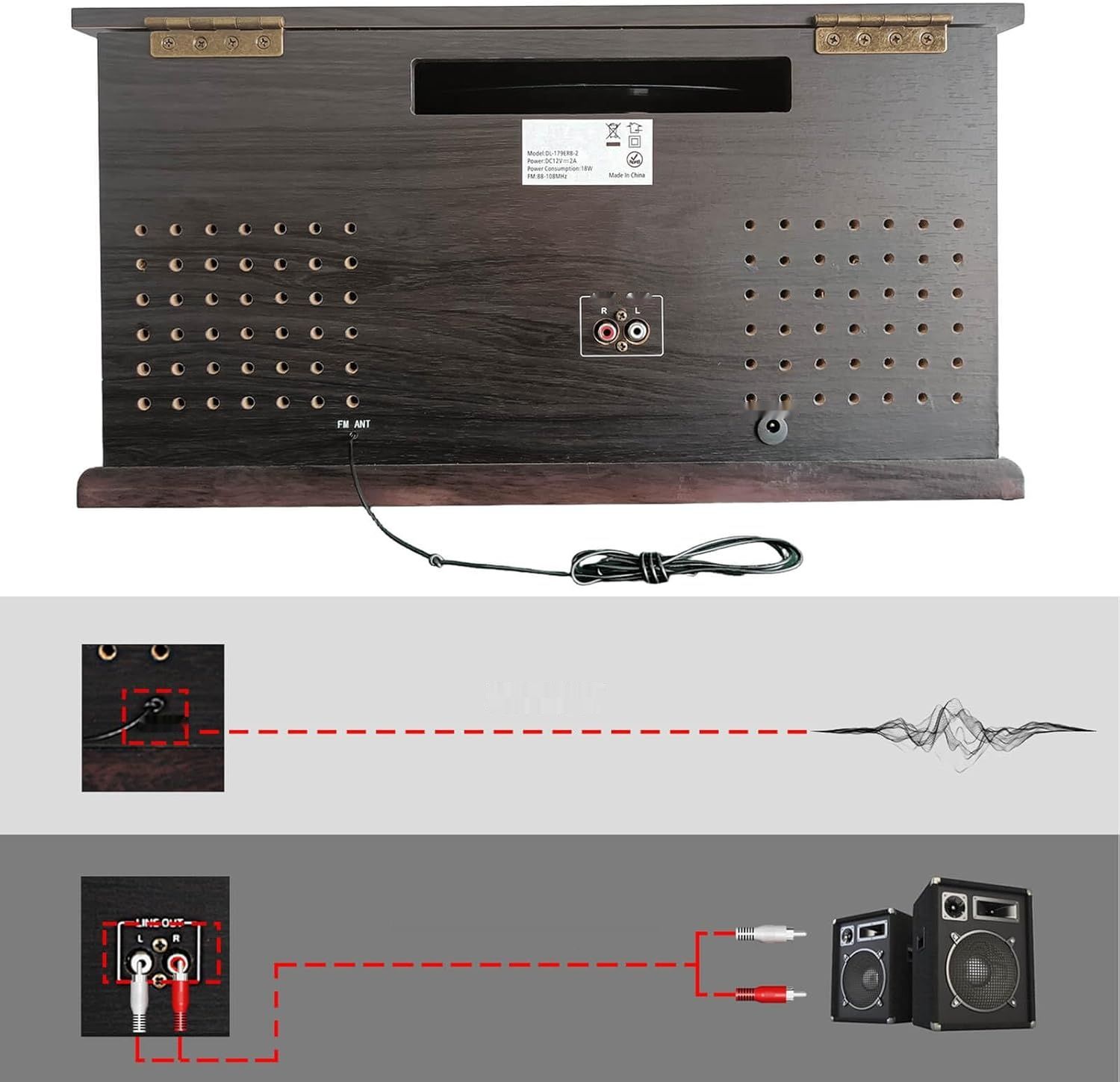 DLITIME Gramofon z głośnikami i Bluetooth, Retro System Stereo