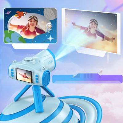 CHAKEYAKE 2 w 1 1080P Aparat Dla Dzieci z Projektorem, Statywem i Kartą 32GB