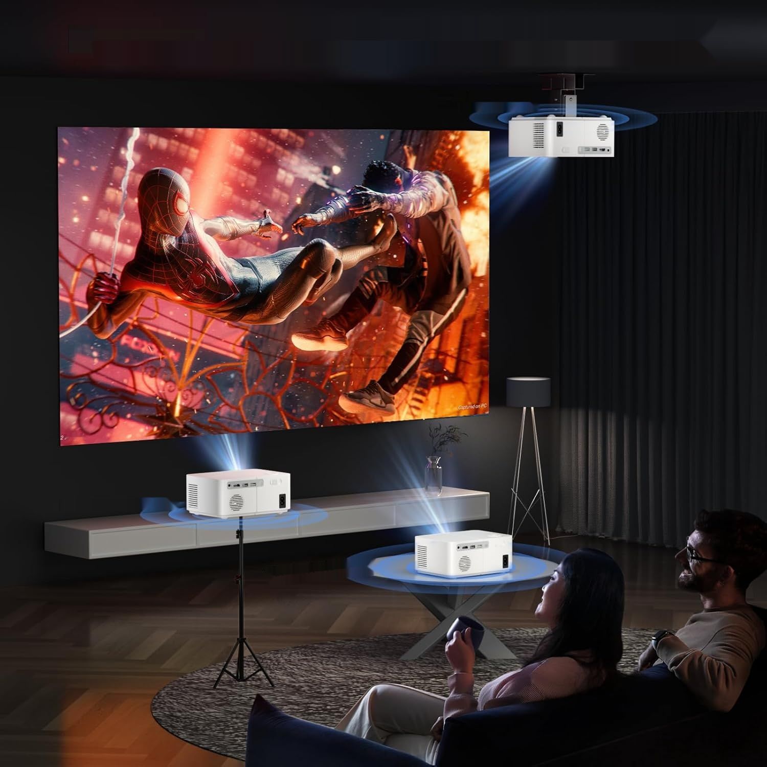 Mini projektor Full HD 1080P z 5G WiFi Bluetooth 400 ANSI.