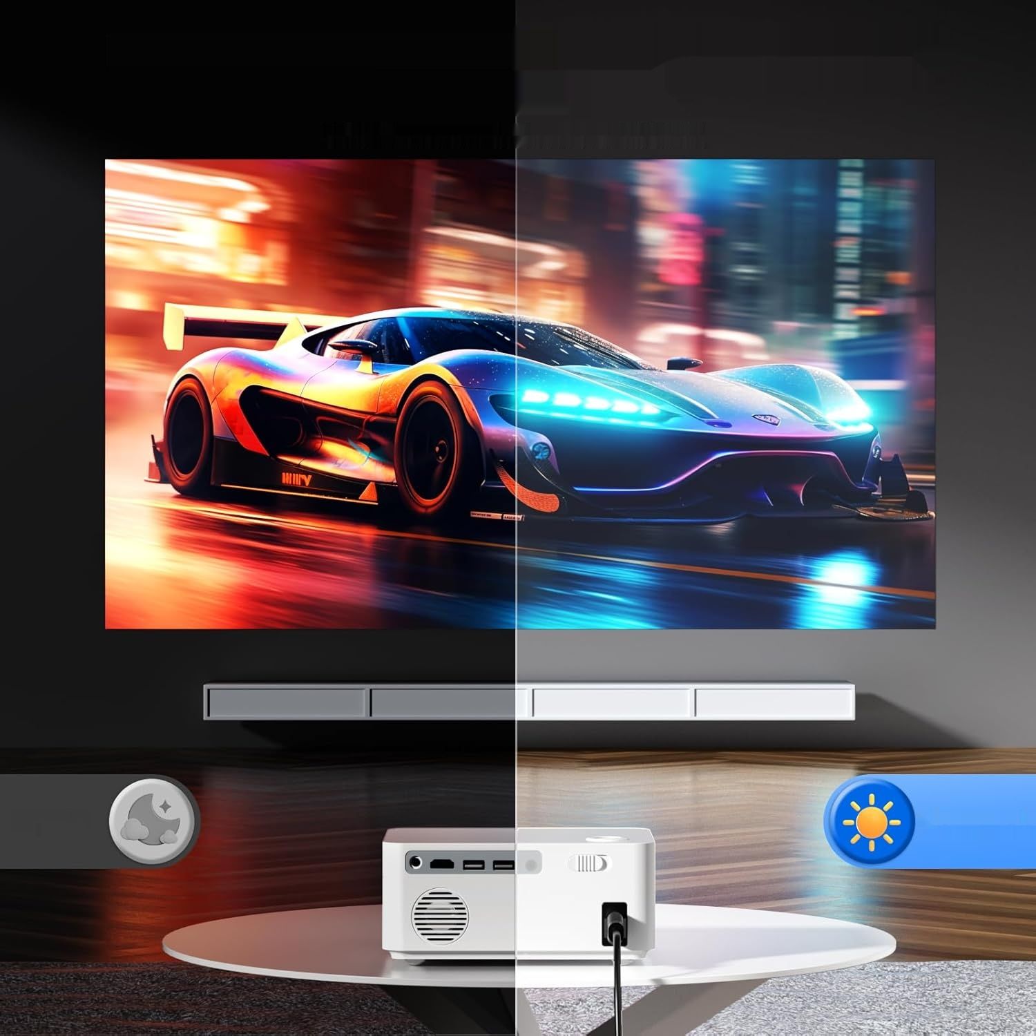 Mini projektor Full HD 1080P z 5G WiFi Bluetooth 400 ANSI.
