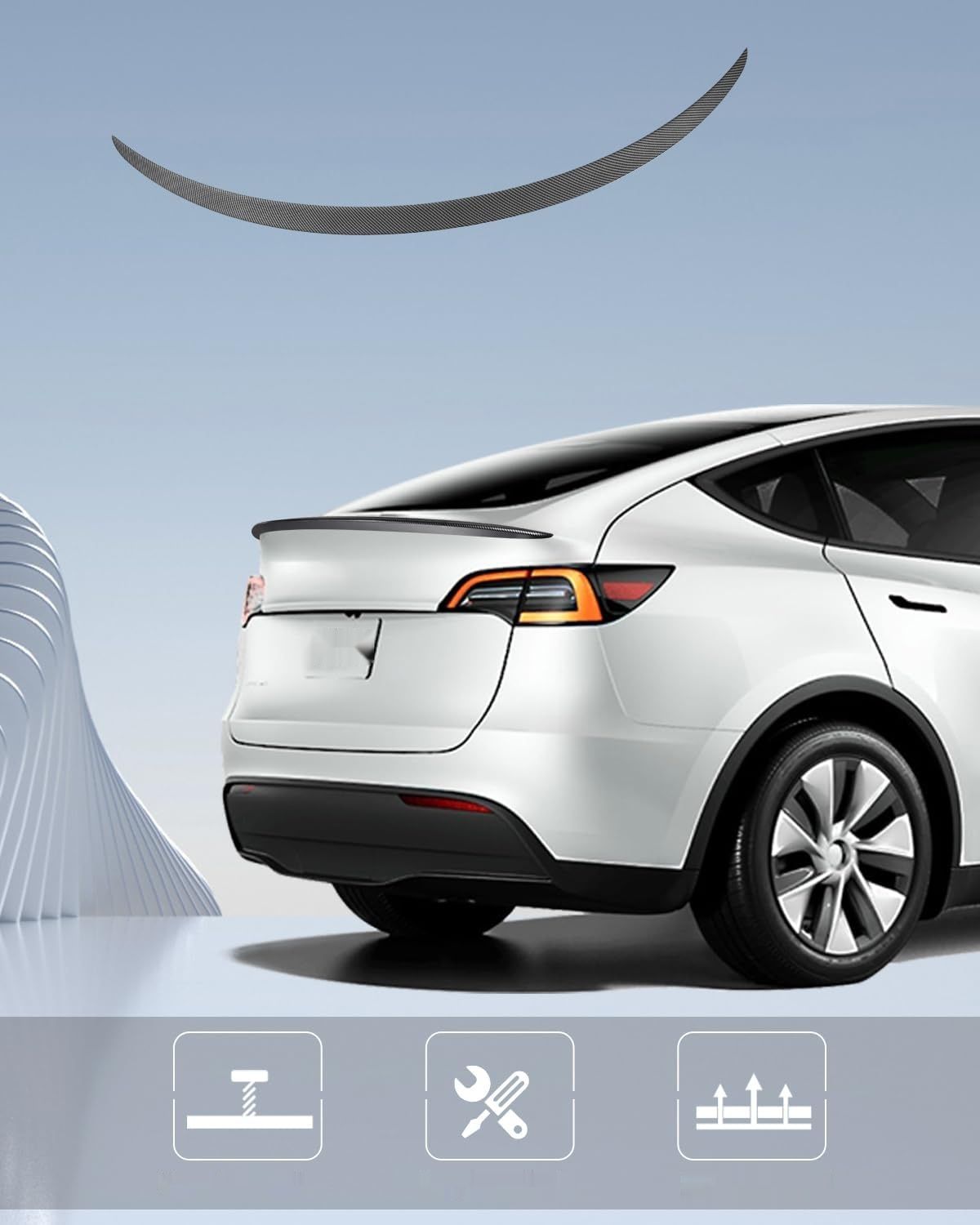BASENOR Spoiler tylny dla Tesla Model Y, z matowego włókna węglowego