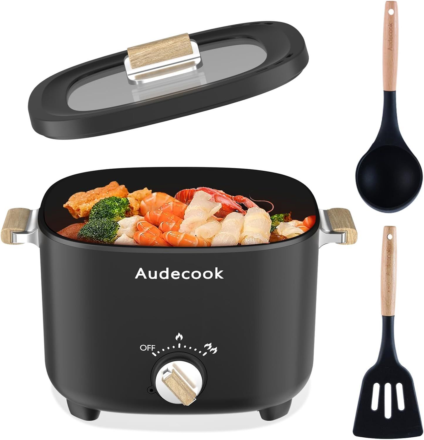 Audecook Elektryczna Patelnia, Ceramiczna Nieprzywierająca, 2.5L, Czarna