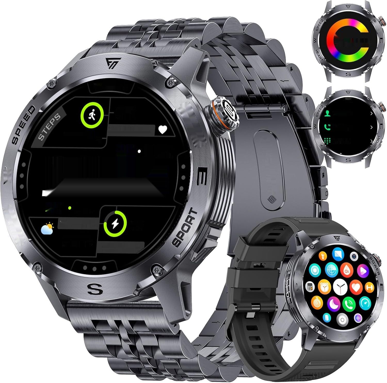 LIGE Męski Smartwatch z funkcją telefonu, 1.43-calowy Smartwatch AMOLED