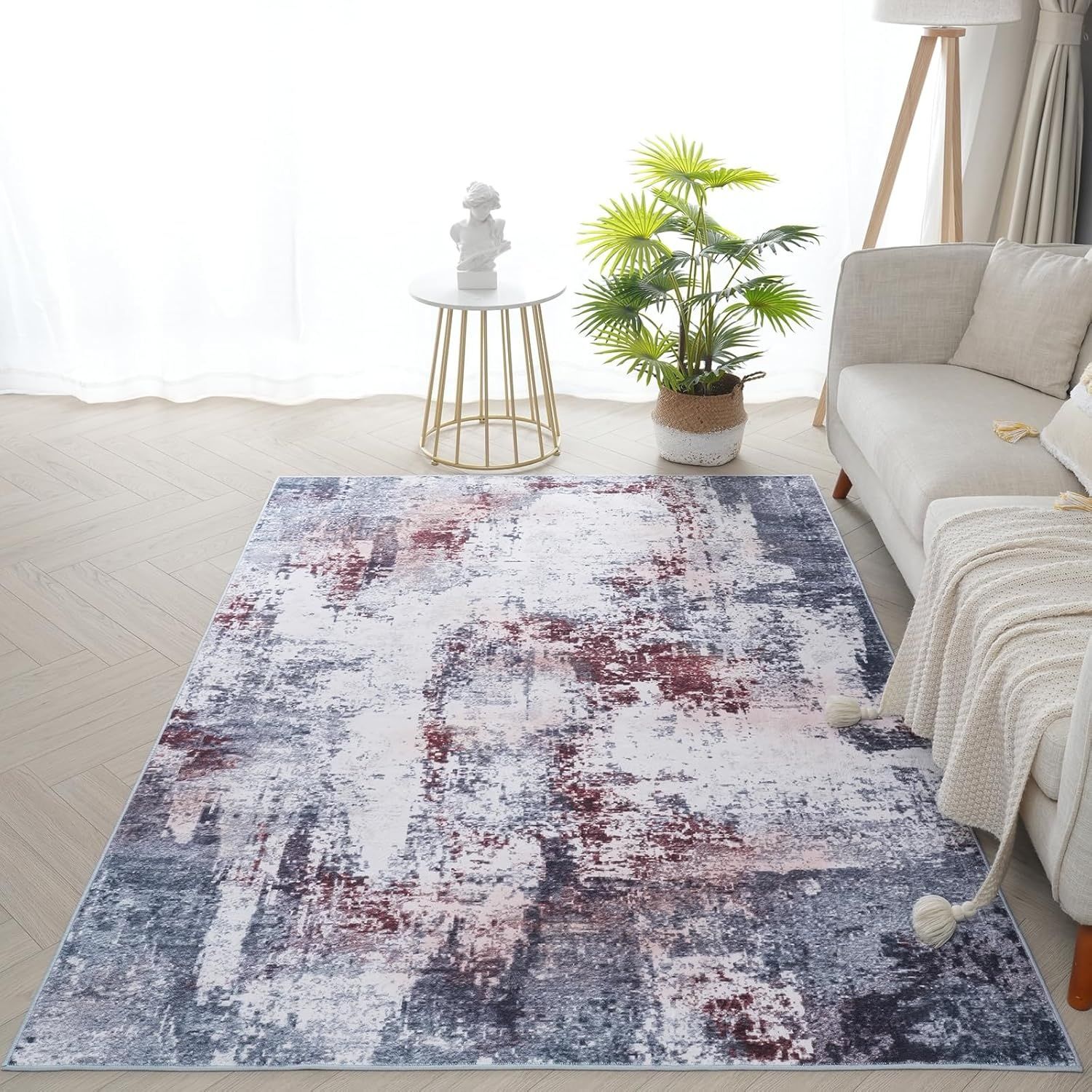 Xfrog Vintage Abstrakcyjny Dywan (Czerwony/Szary, 120 x 160 cm)