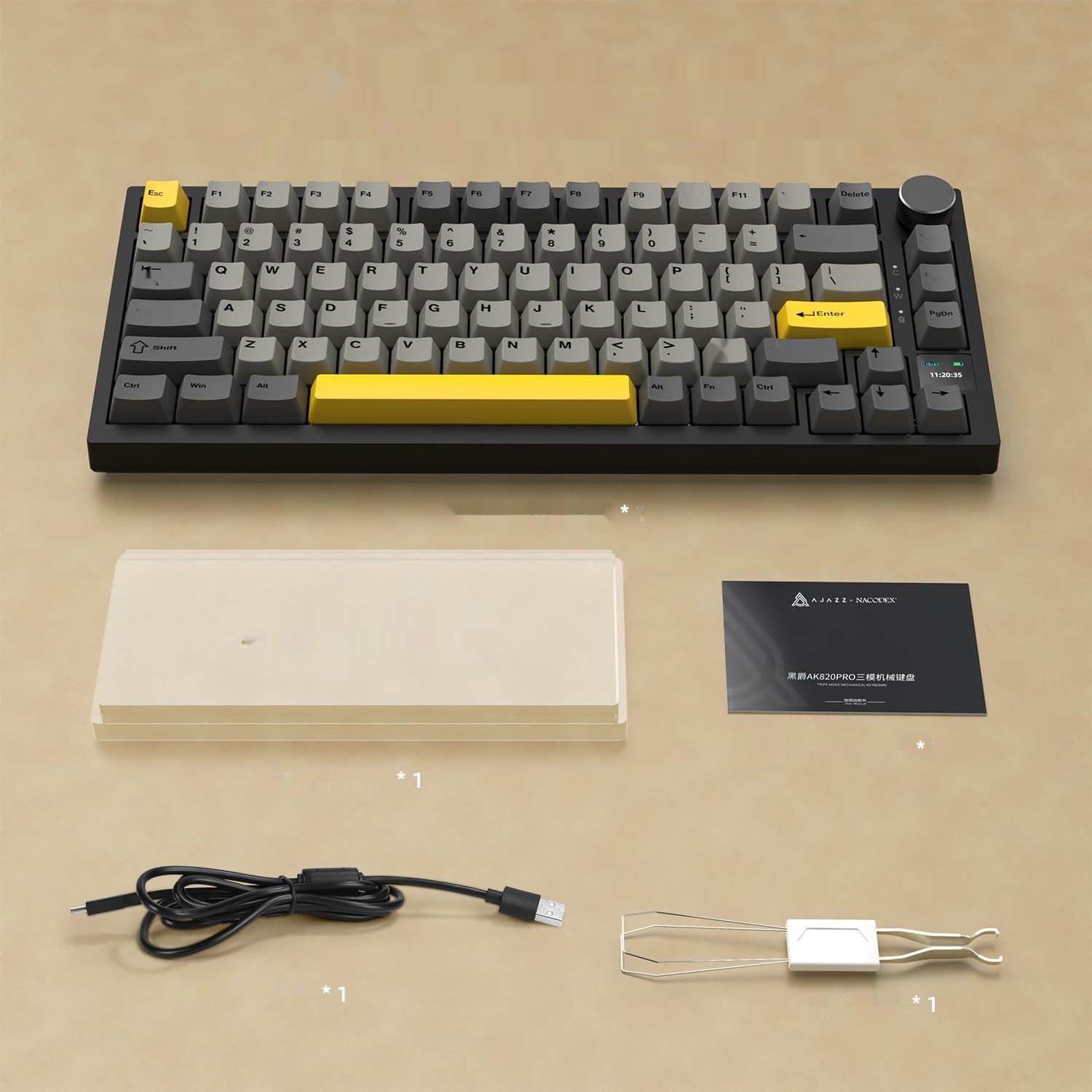 YINDIAO AK820 PRO Klawiatura Mechaniczna z Wyświetlaczem Smart TFT