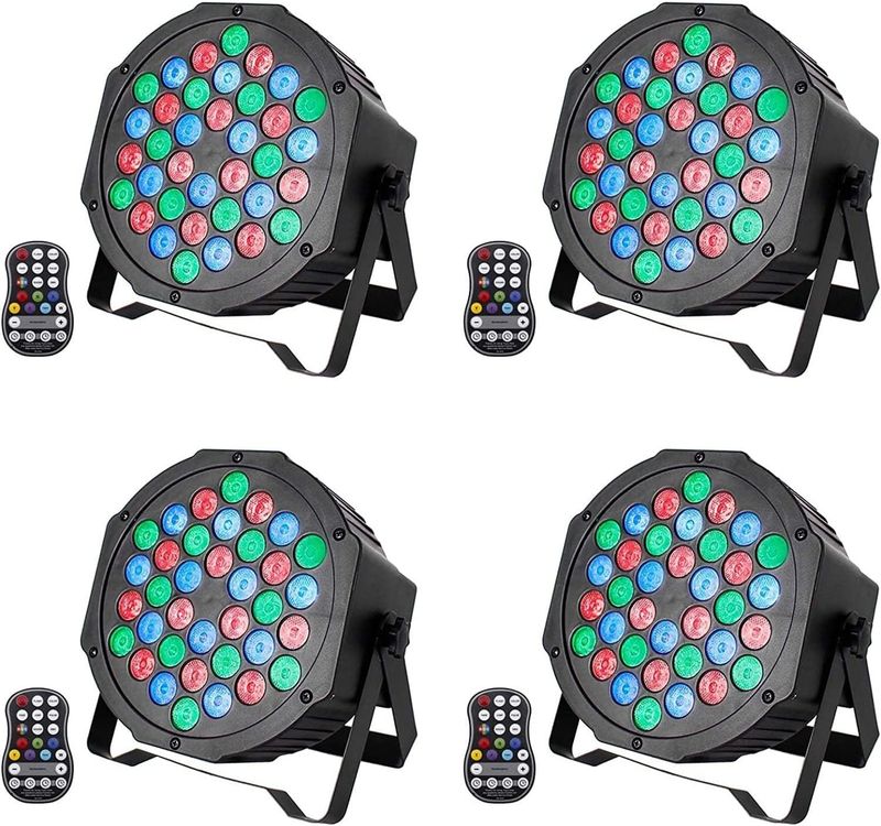 UKing 4PCS RGB Par LED Batterie DMX Bezprzewodowy, Ładowalny 36 LED