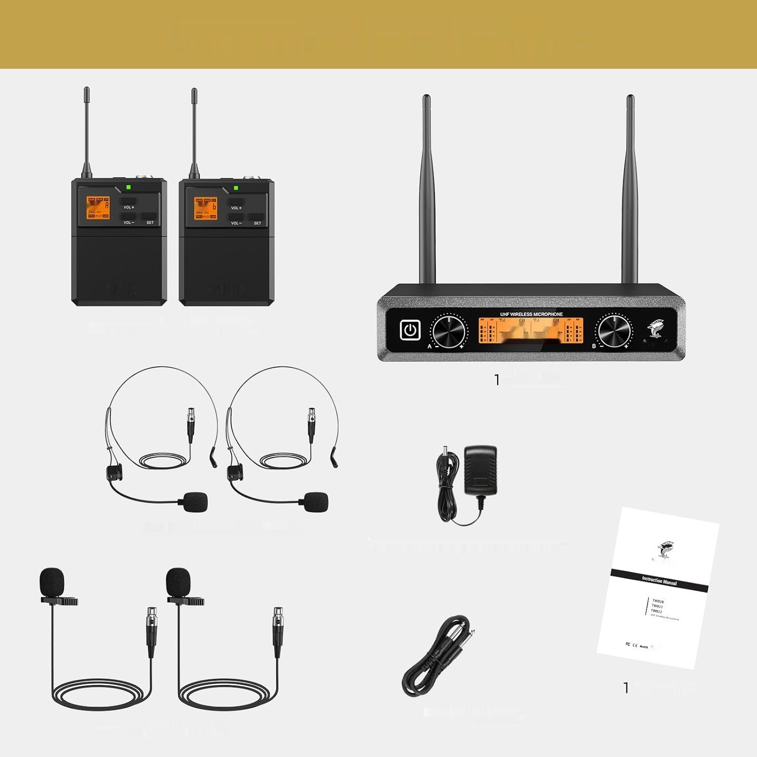 Bezprzewodowy system mikrofonowy TONOR z mikrofonem nagłownym/lavalier