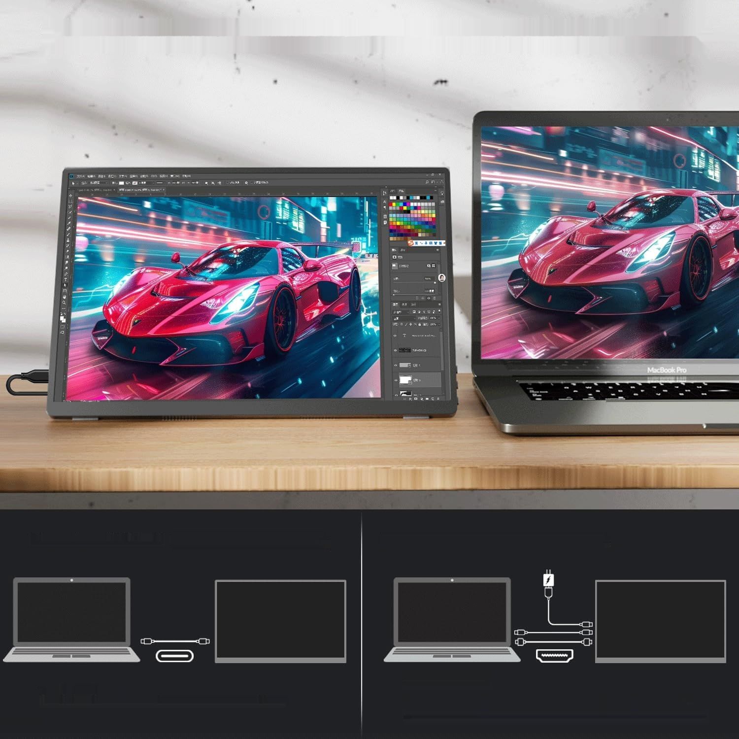 Przenośny monitor z ekranem dotykowym, 14-calowy ekran dotykowy IPS