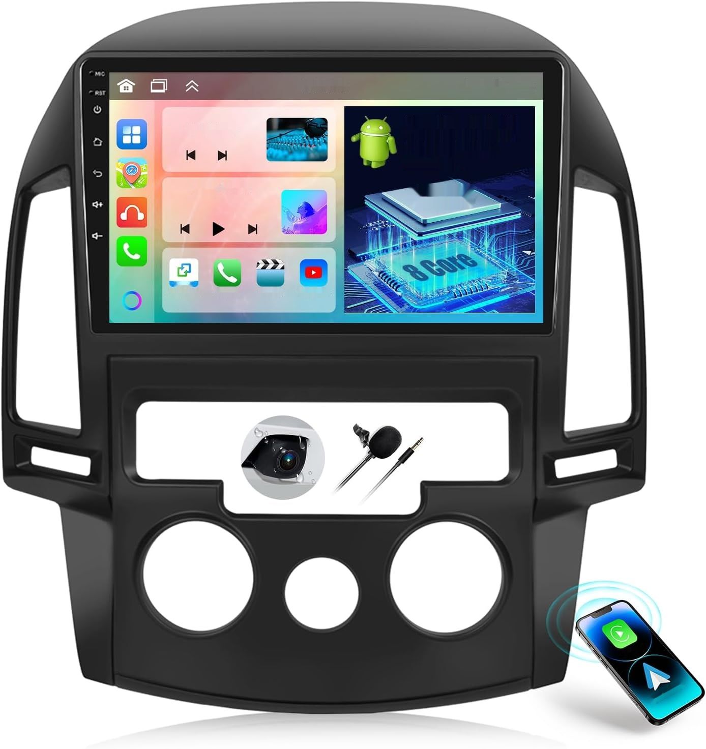 OiLiehu 9'' Android 13 Radio 2DIN do Hyundai i30 2006–2011