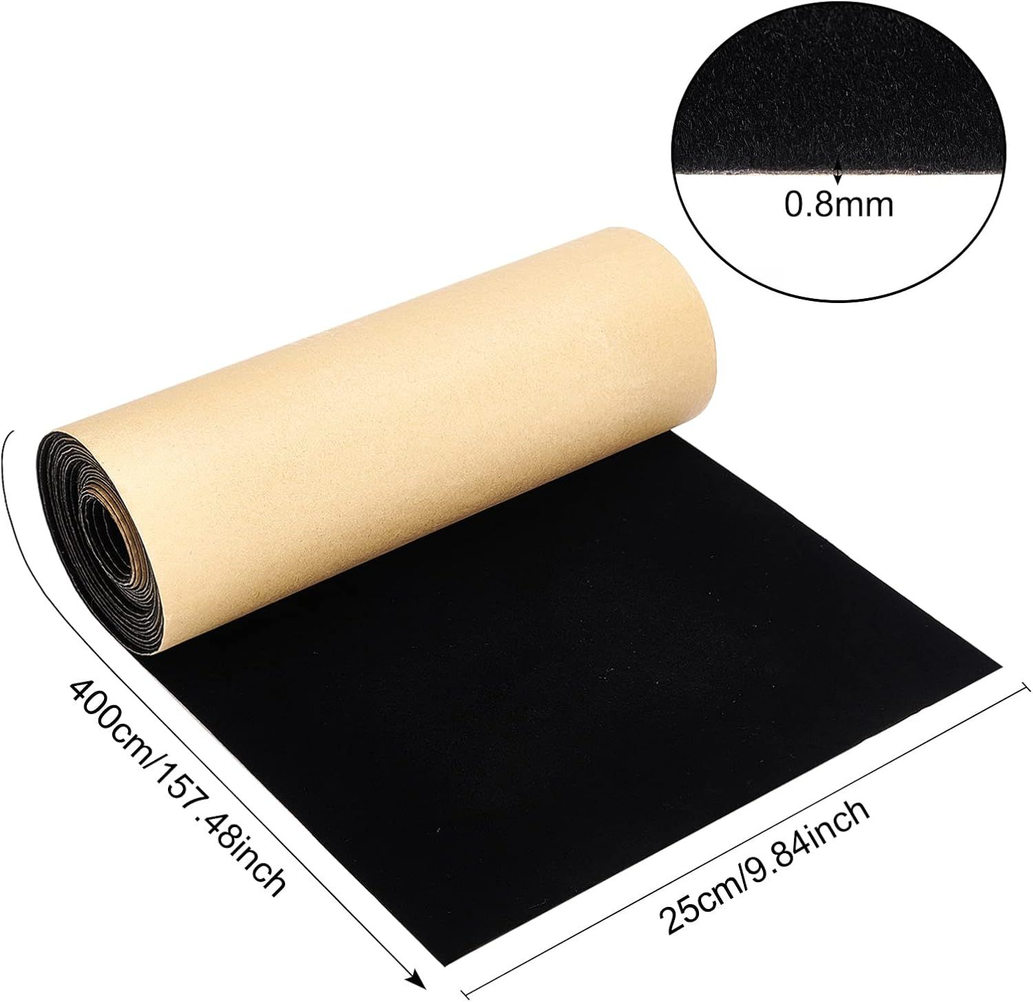 BENECREAT 4 x 25 cm czarna samoprzylepna welurowa podszewka, welurowy