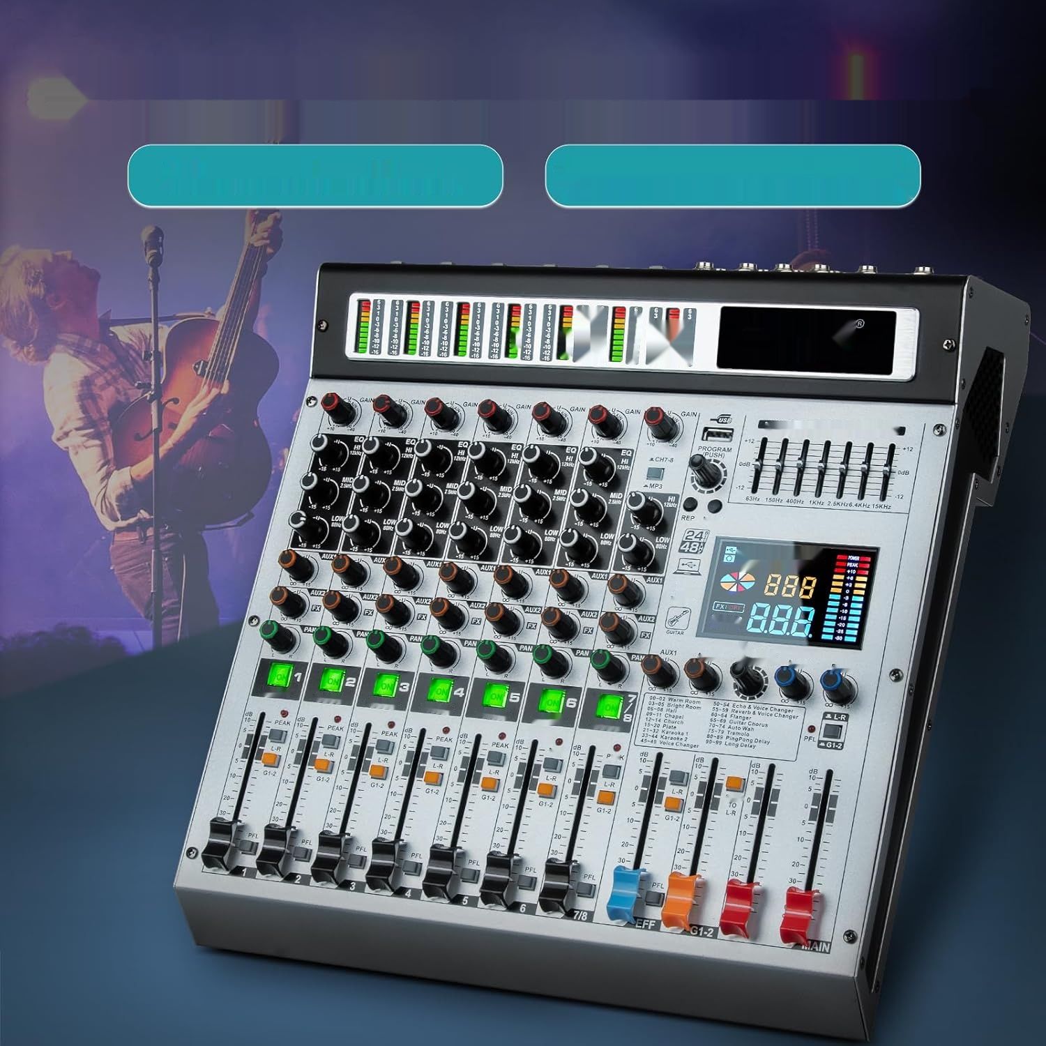 Depusheng AG8 Profesjonalny mikser DJ 8‑kanałowy, 99‑bitowy DSP