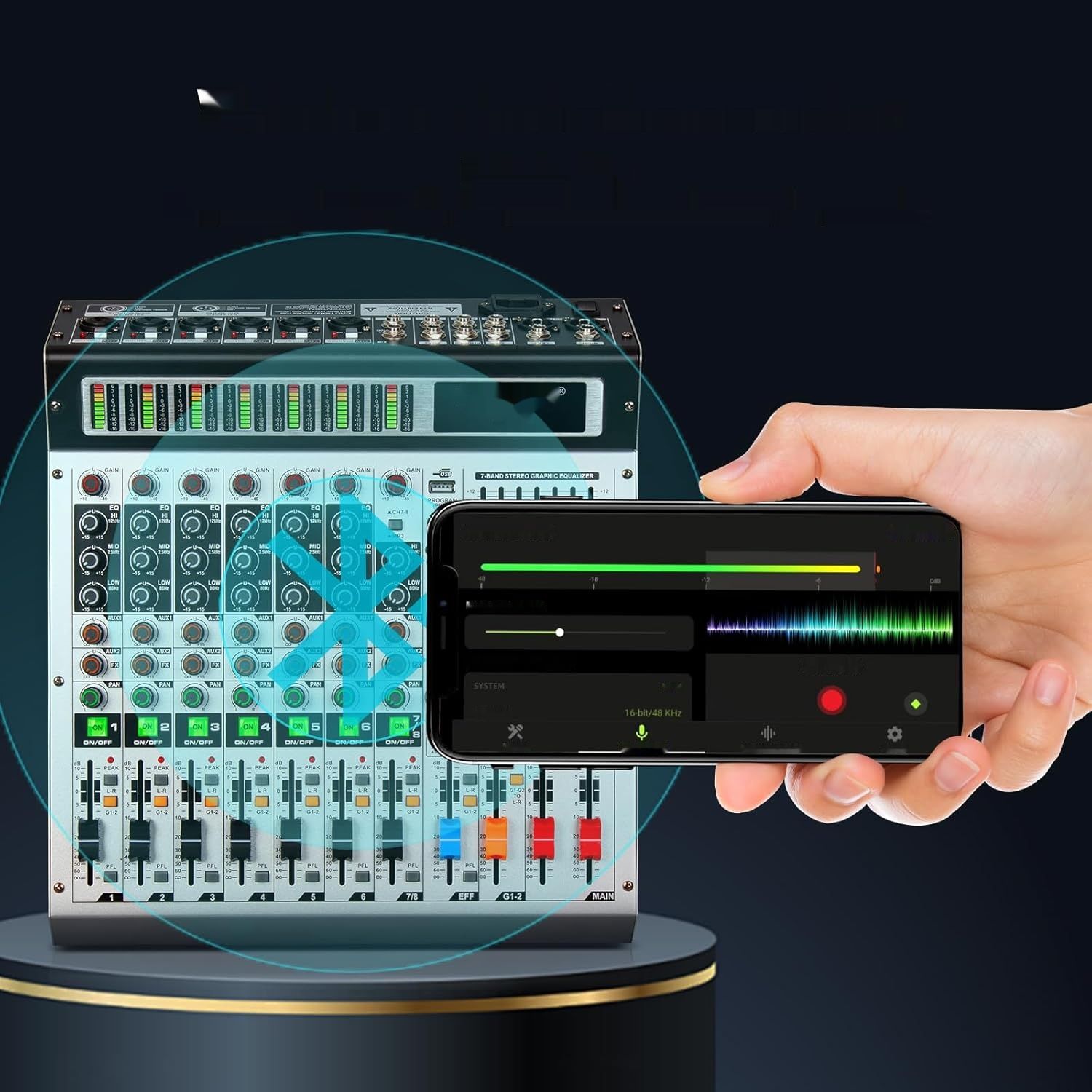 Depusheng AG8 Profesjonalny mikser DJ 8‑kanałowy, 99‑bitowy DSP