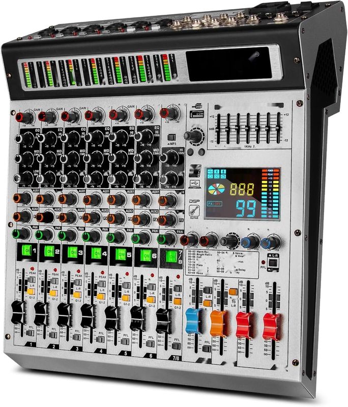 Depusheng AG8 Profesjonalny mikser DJ 8‑kanałowy, 99‑bitowy DSP