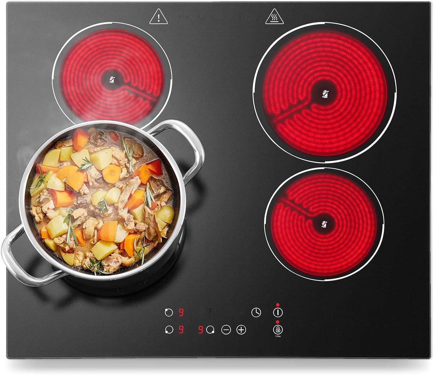 Płyta ceramiczna KICHPOWER 60 cm, 4 pola grzewcze, sterowanie dotykowe 6000 W