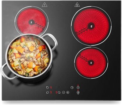 Płyta ceramiczna KICHPOWER 60 cm, 4 pola grzewcze, sterowanie dotykowe 6000 W