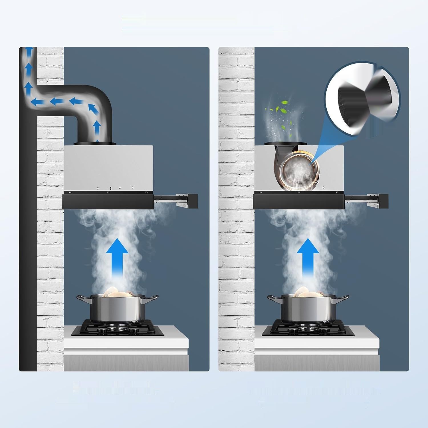 Telescopowa, wysuwana okap kuchenny 60 cm, 620 m³/h, LED, czarny – KICHPOWER