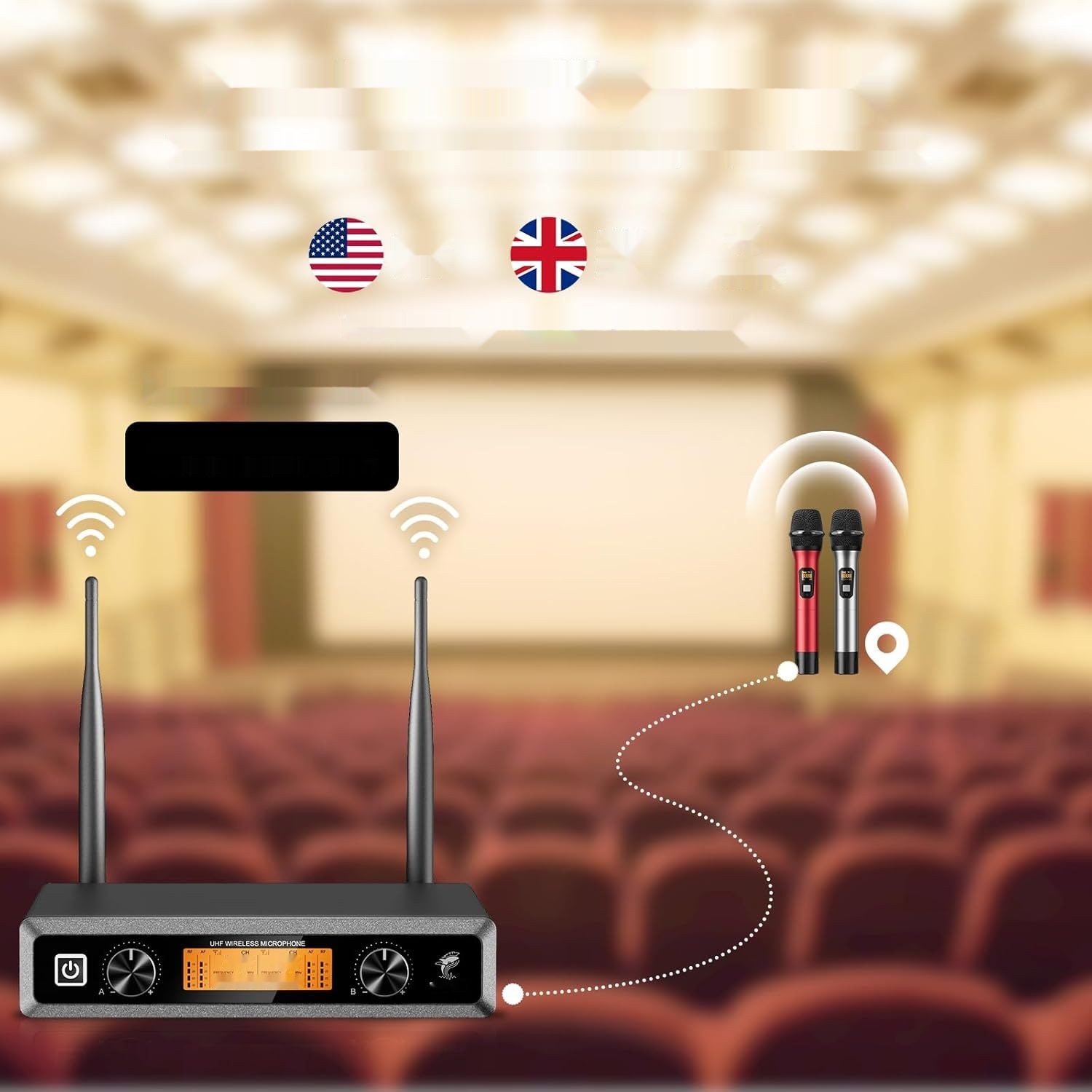 TONOR TW820 – Podwójny bezprzewodowy mikrofon UHF do karaoke i wydarzeń