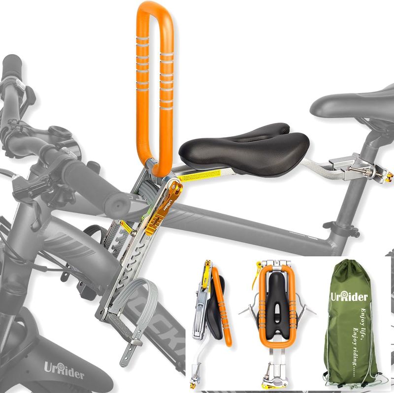 Przedni fotelik rowerowy UrRider dla dzieci 2–6 lat – składany, ultralekki, beznarzędziowy