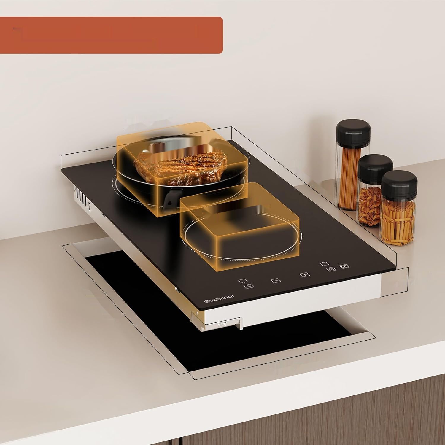 Płyta ceramiczna Domino z 2 polami grzejnymi, 3000 W, z wtyczką