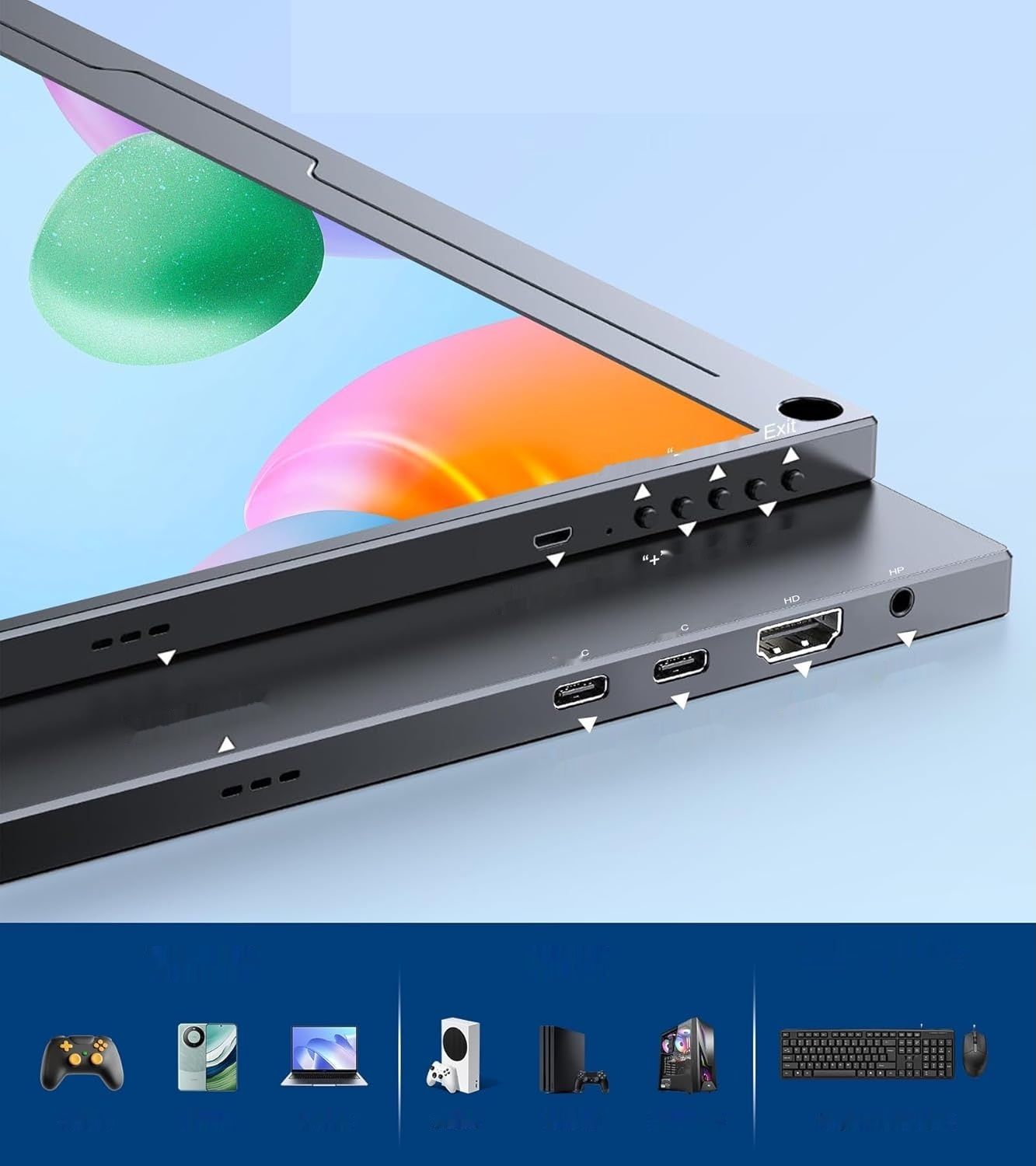 Przenośny monitor 15,6" 4K UHD 3840x2160 HDMI USB‑C IPS do komputera