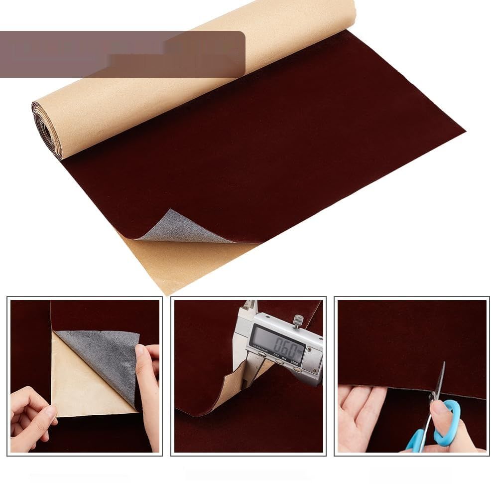 BENECREAT samoprzylepna brązowa welurowa folia flokowana 40 cm x 3 m