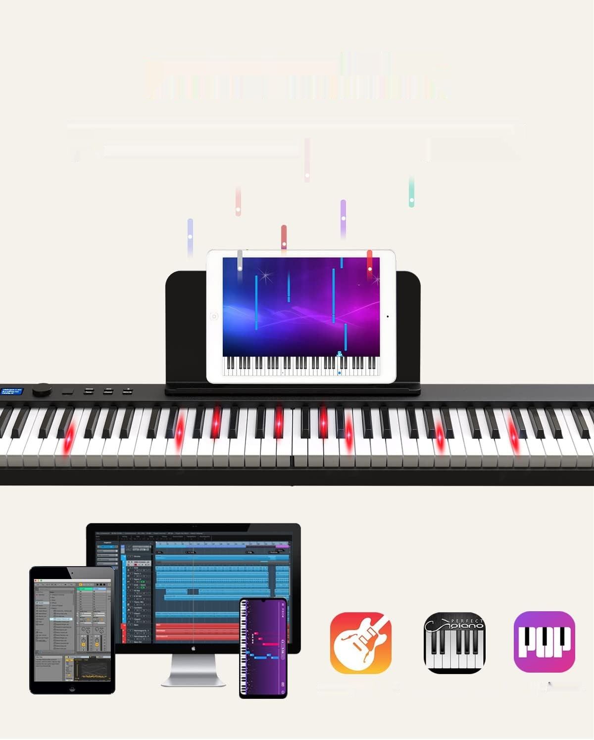 Składany keyboard pianinowy 88-klawiszowy, przenośny