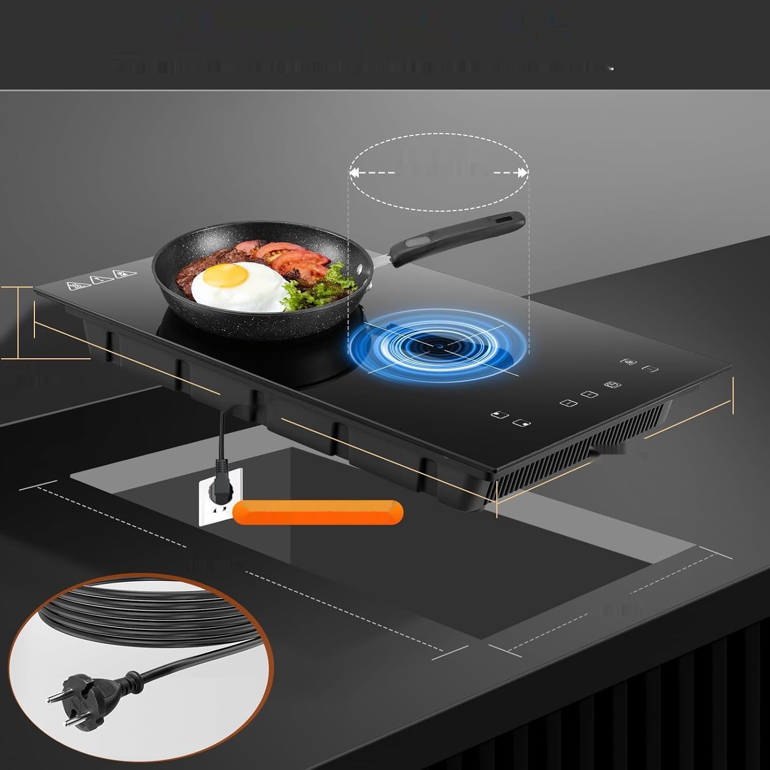 Płyta indukcyjna do zabudowy KICHPOWER 30 cm, 2 pola, 3300 W