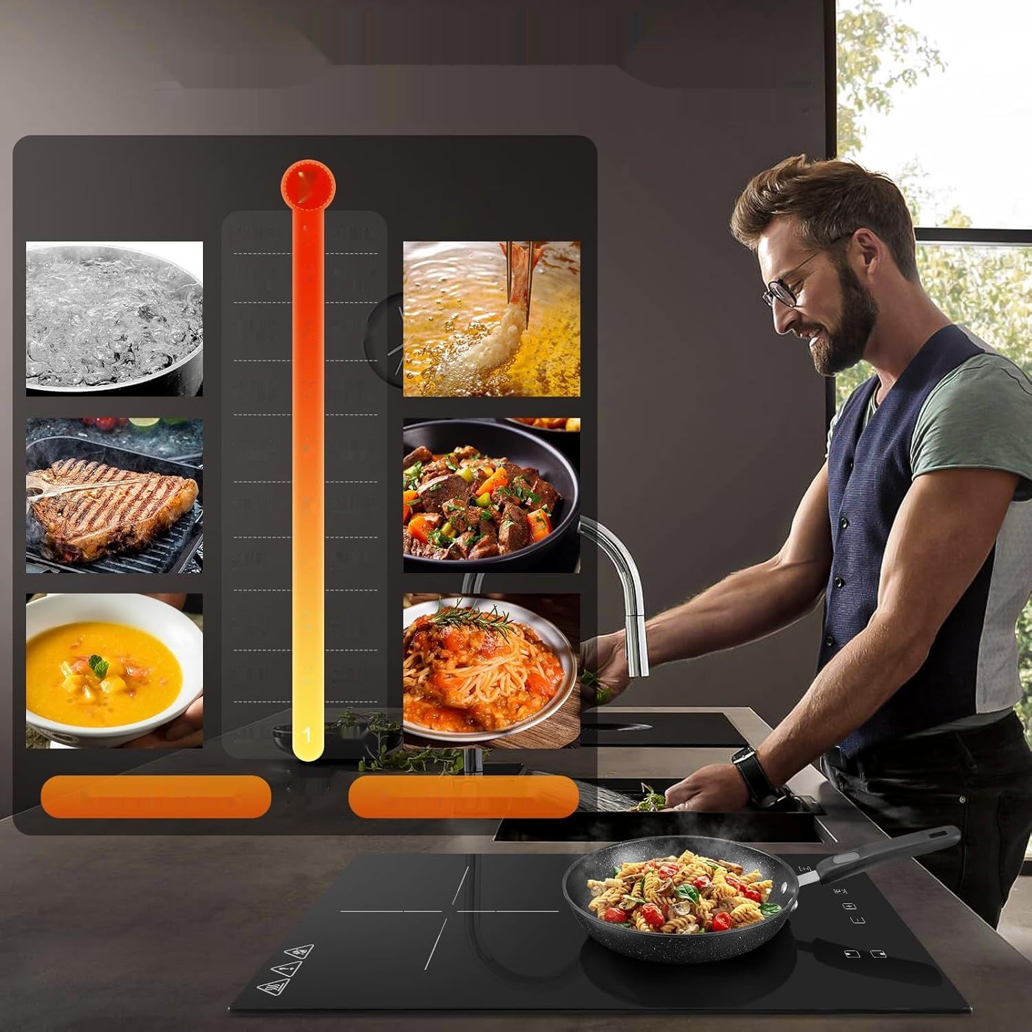 Płyta indukcyjna do zabudowy KICHPOWER 30 cm, 2 pola, 3300 W