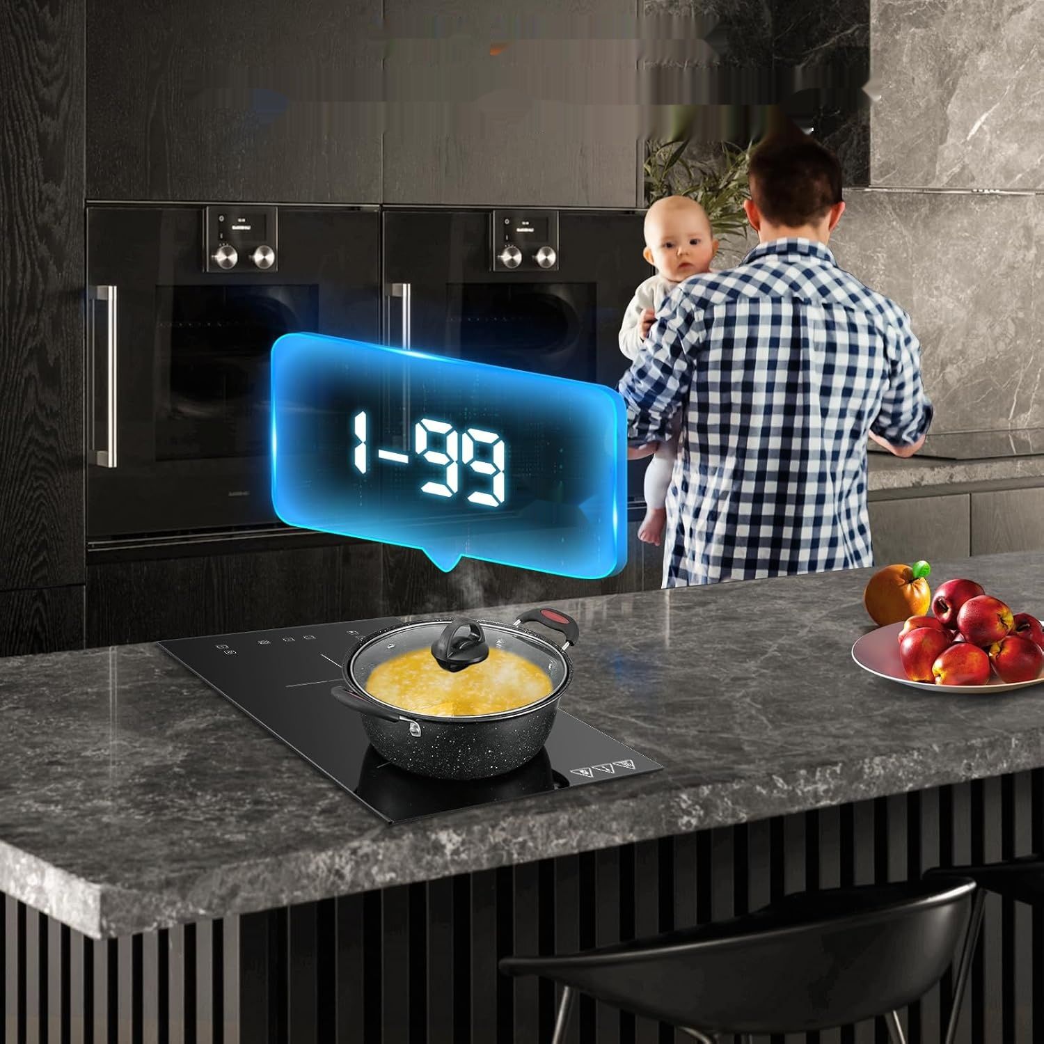 Płyta indukcyjna do zabudowy KICHPOWER 30 cm, 2 pola, 3300 W