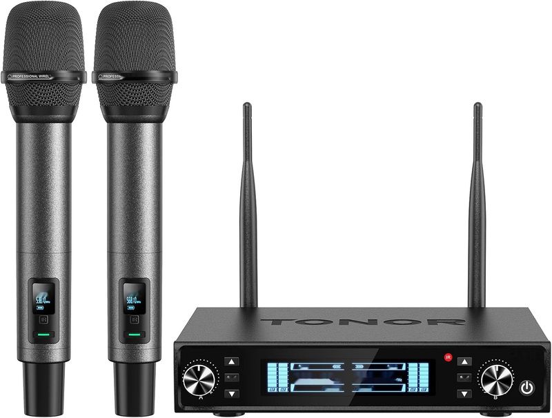 TONOR TW550 – Bezprzewodowy zestaw mikrofonów UHF do karaoke