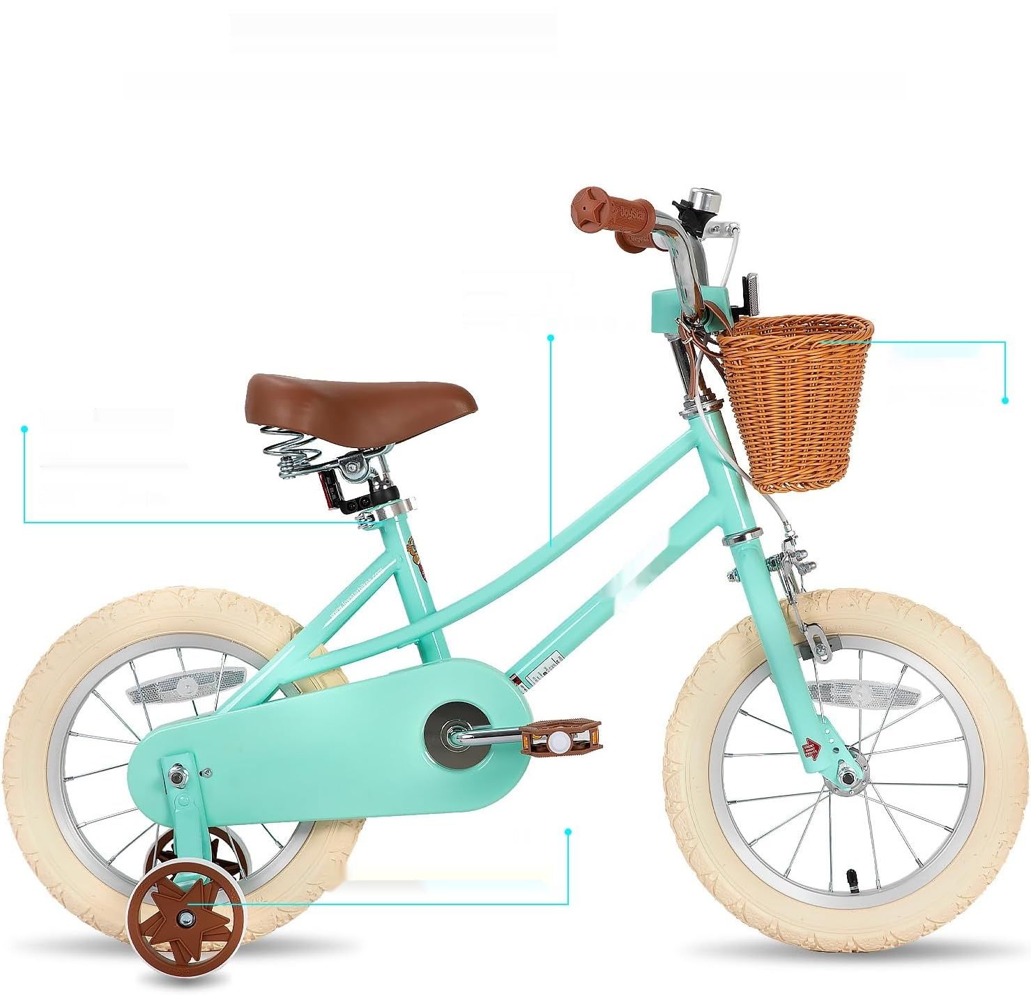 JOYSTAR Fantasy Princess – dziewczęcy rowerek 12–20 cali z kółkami bocznymi i koszykiem