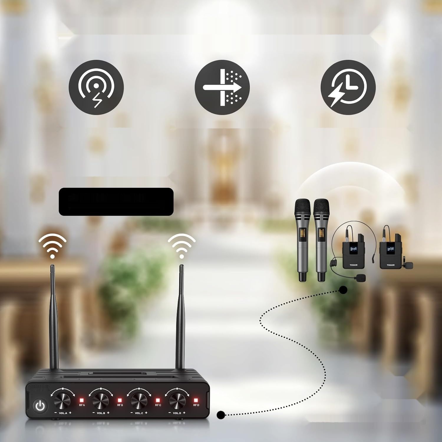 TONOR TW362 Zestaw bezprzewodowych mikrofonów UHF