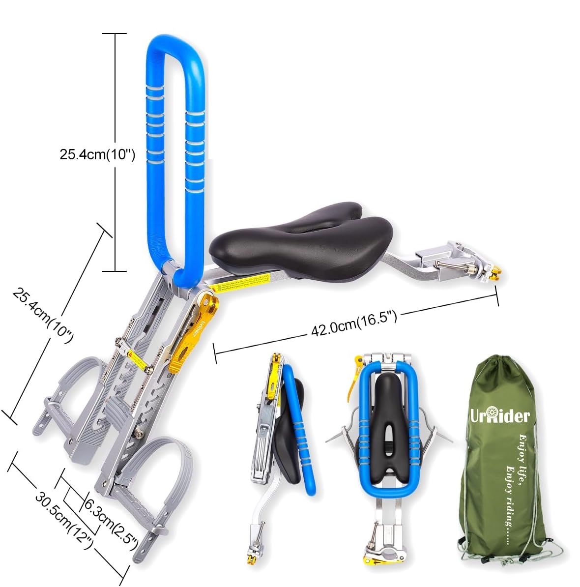 UrRider przedni fotelik rowerowy dla dzieci 2–6 lat, składany, ultralekki