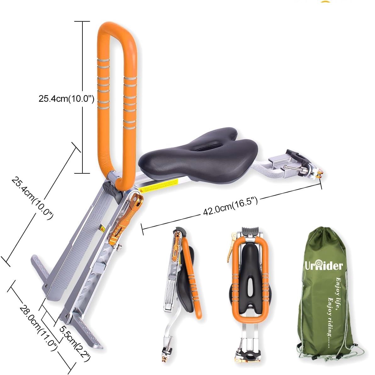 UrRider składane dziecięce siodełko rowerowe na górale i rowery hybrydowe (2–6 lat)