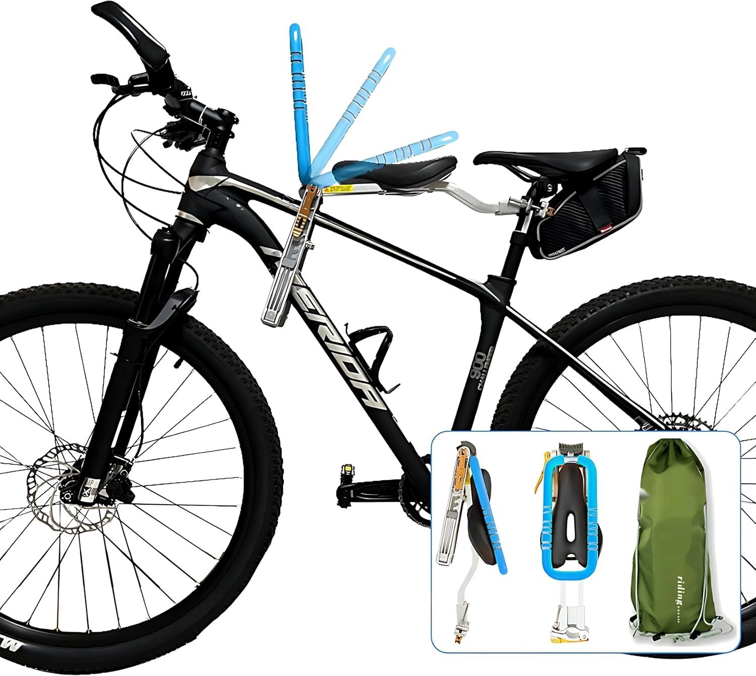 UrRider składane przednie siodełko rowerowe dla dzieci – antyczny niebieski