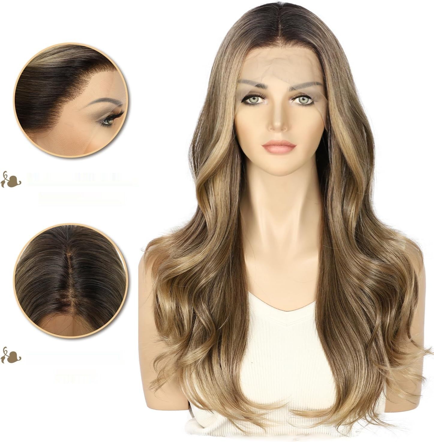 Brązowa peruka z frontem z koronki 13x4 Sapphirewigs, syntetyczna, o 2