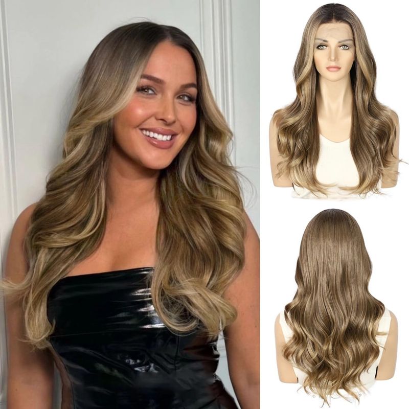 Brązowa peruka z frontem z koronki 13x4 Sapphirewigs, syntetyczna, o 2