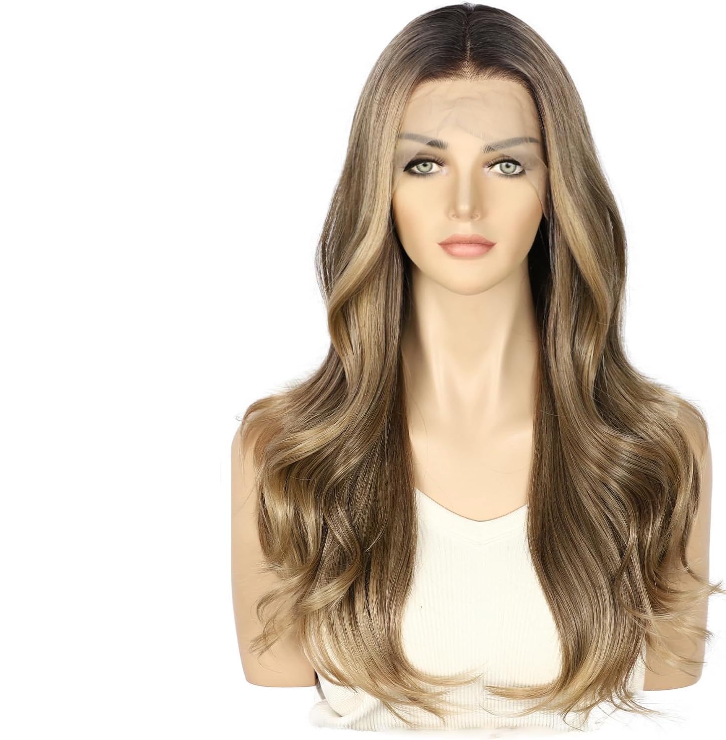 Brązowa peruka z frontem z koronki 13x4 Sapphirewigs, syntetyczna