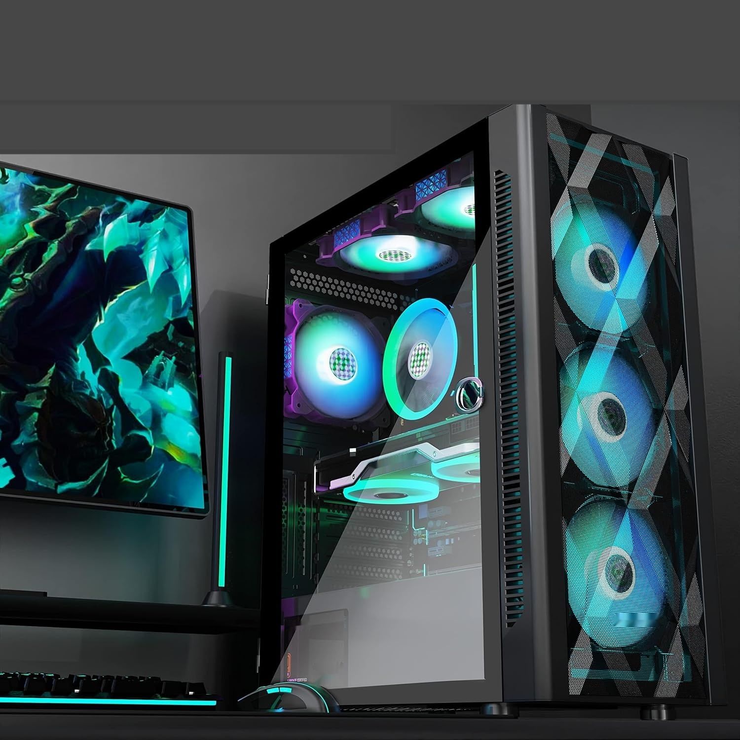 Obudowa PC MUSETEX ATX z wstępnie zainstalowanymi 6 wentylatorami PWM