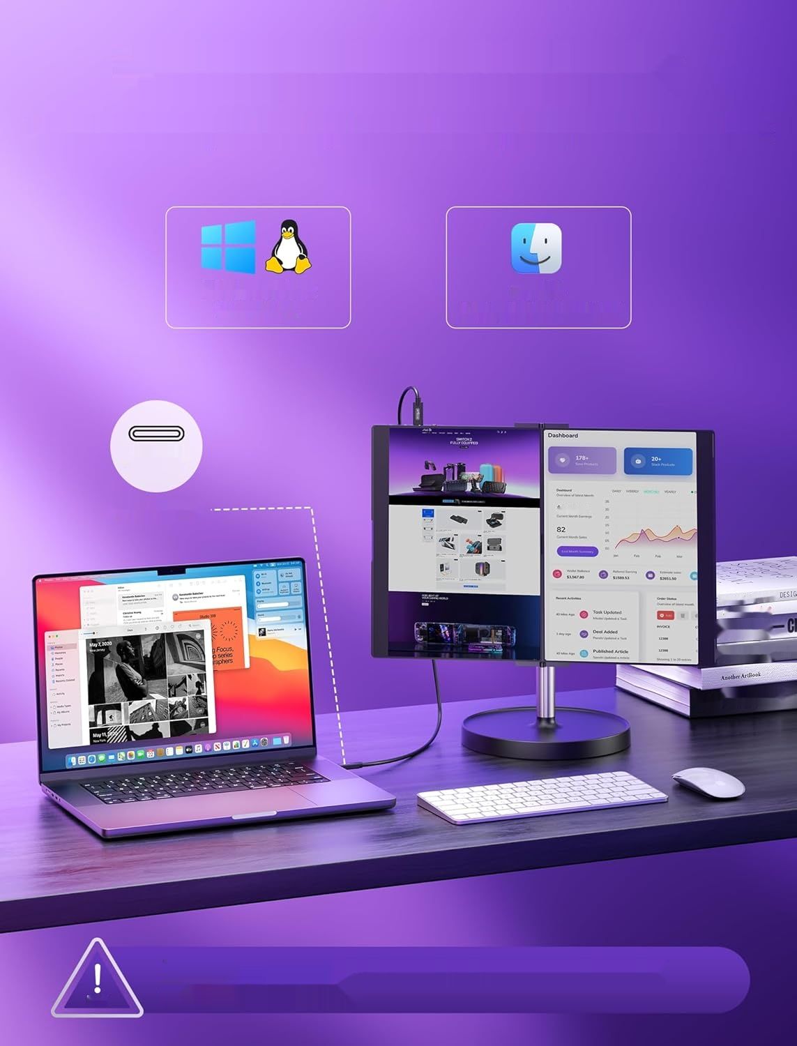 JSAUX FlipGo Pro 13,5" – Podwójne rozszerzenie ekranu laptopa 2.2K