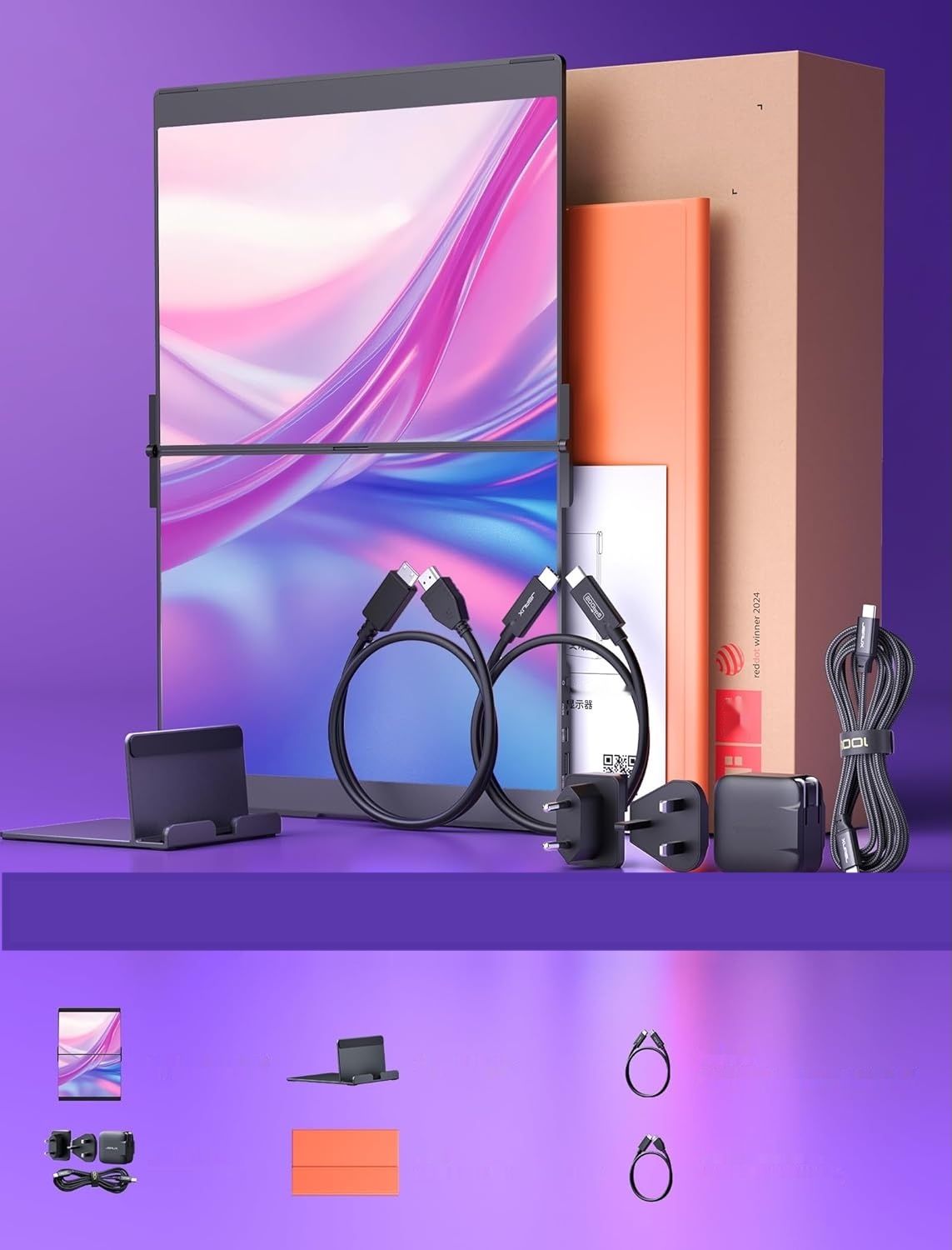 JSAUX FlipGo Pro 13,5" – Podwójne rozszerzenie ekranu laptopa 2.2K