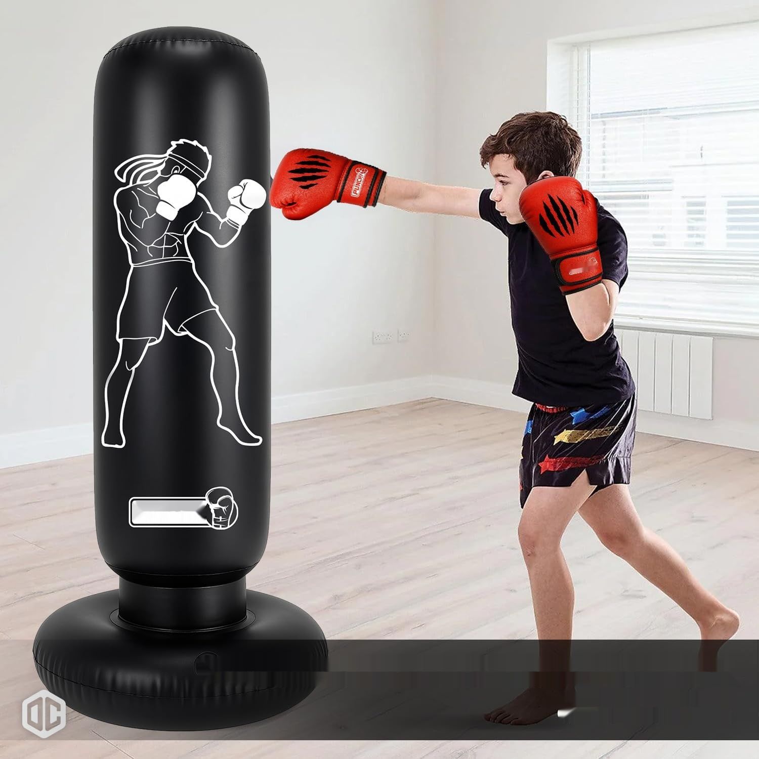 Punchy Nadmuchiwana Worek Treningowy dla Dzieci 160 × 55 cm z Rękawicami i Pompką