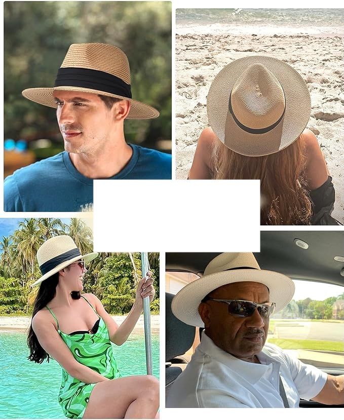 FURTALK Panama Unisex – słomkowy kapelusz z szerokim rondem