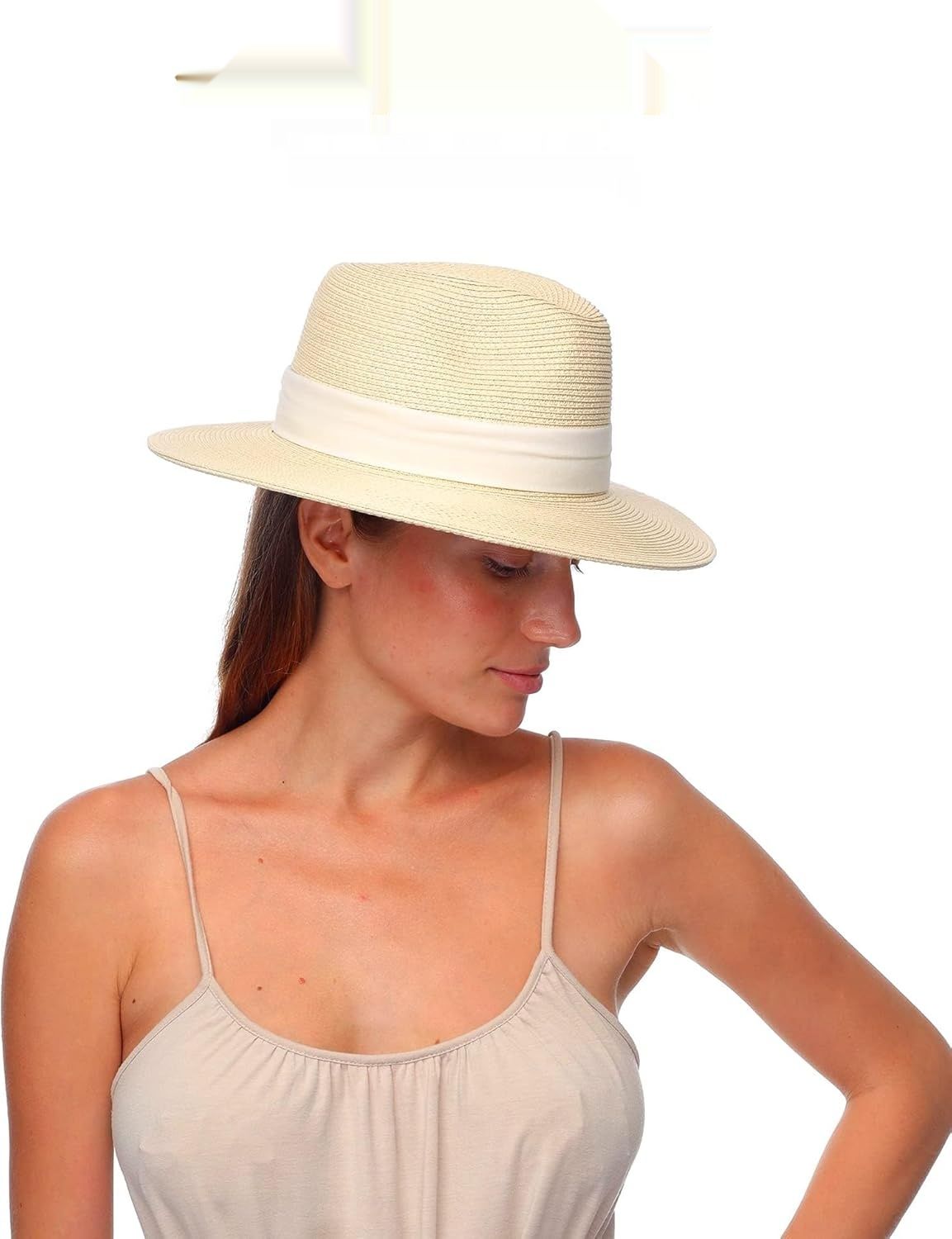 FURTALK Unisex Kapelusz Panama z Szerokim Rondem – Regulowany Słomkowy Kapelusz