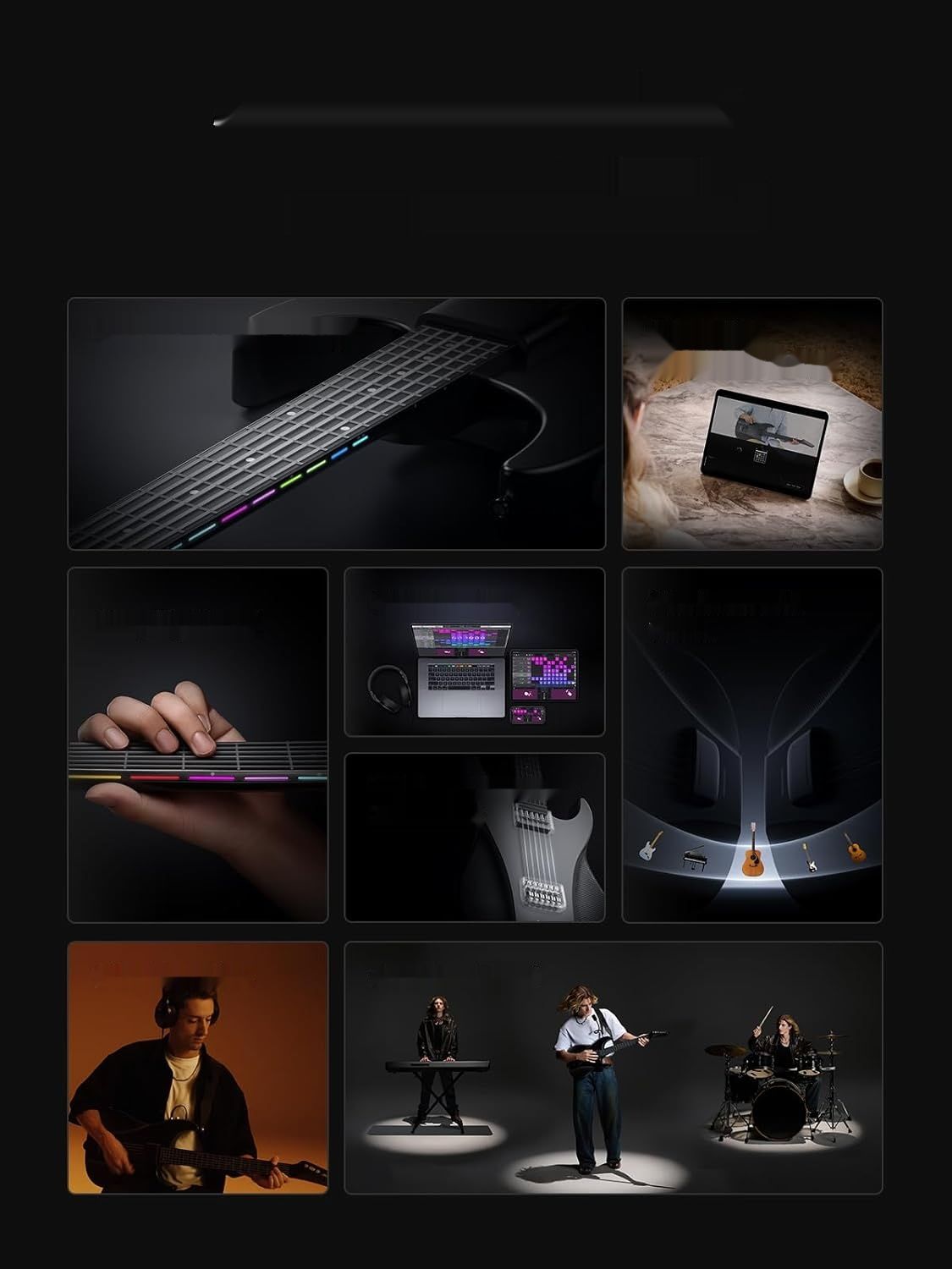 AeroBand Akustyczna Gitara Elektryczna bez Strun, 8 Tonów Gitary