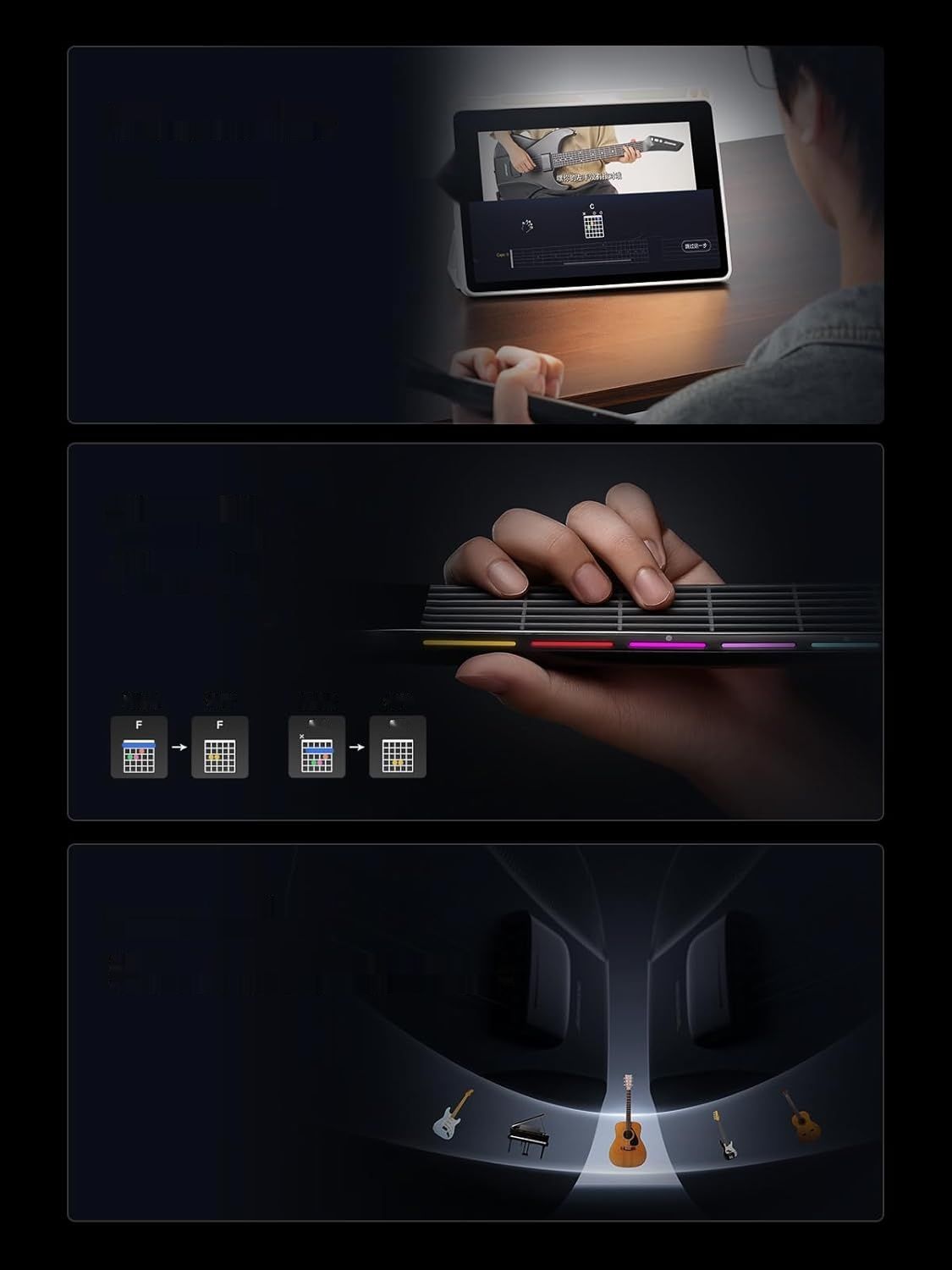 AeroBand Akustyczna Gitara Elektryczna bez Strun, 8 Tonów Gitary