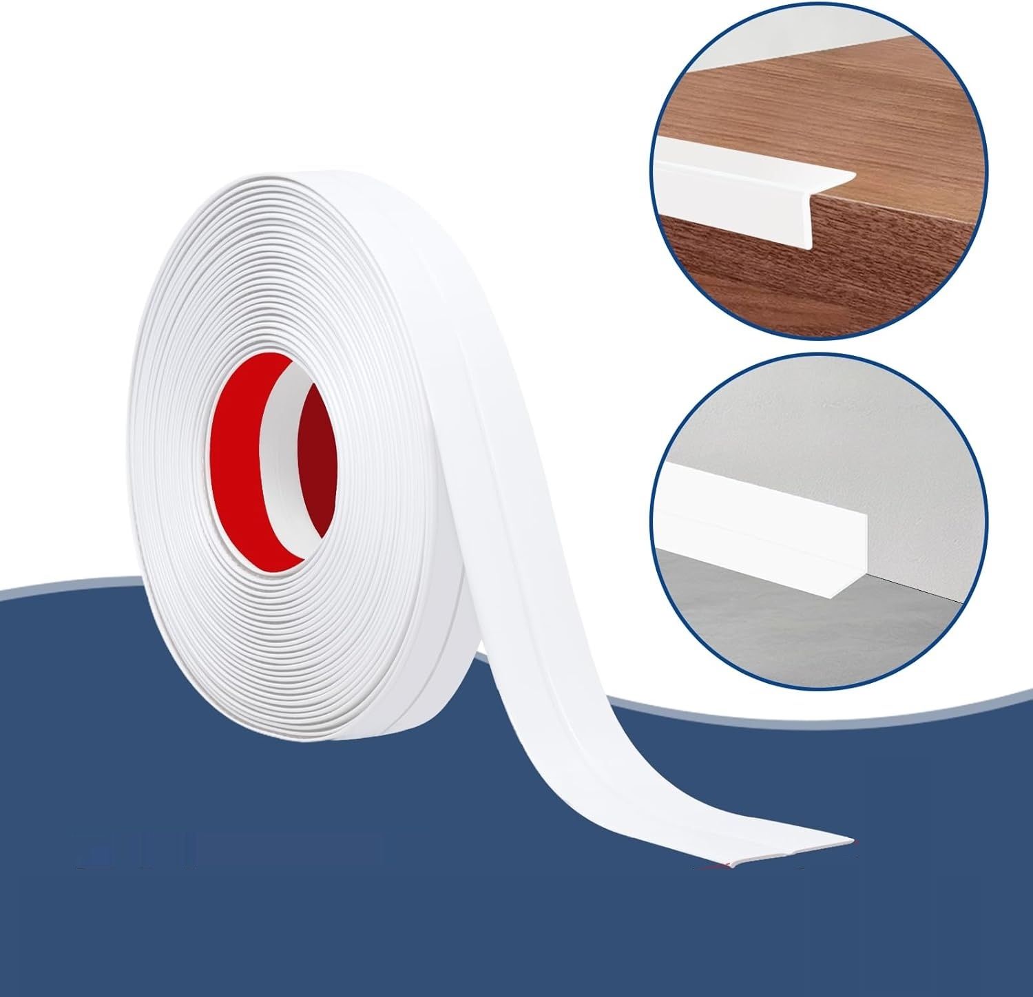 Elastyczna listwa przypodłogowa samoprzylepna 4 cm x 7 m – biały, PVC, do ochrony krawędzi